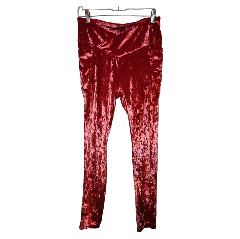 Fabletics High Waisted Crushed Velour Crossover Leggings Size L Velvet - Picture 3 of 9